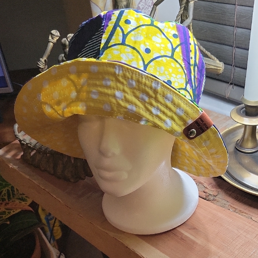 Yellow and Purple Patterned Bucket Hat